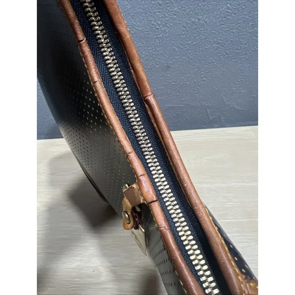 Vintage Dooney & Bourke Cabrio Black Perforated Leather Hobo Bag Read